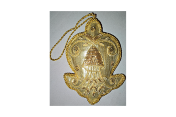 Hand Embroidery Bell Beaded Padded with Satin Covering GOLD/GOLD