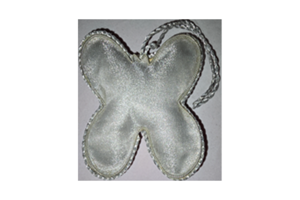 Hand Embroidery Butterfly Beaded Padded with Satin Covering SILVER