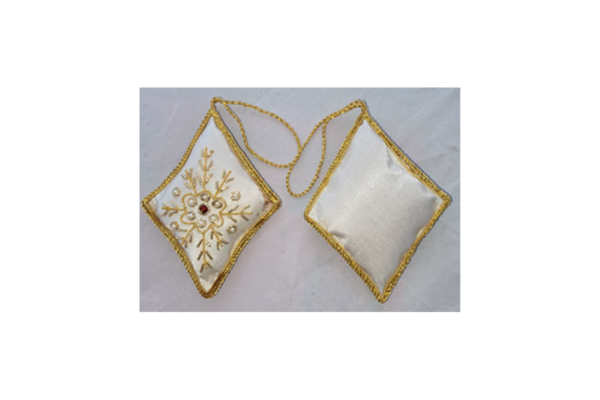 Hand Embroidery Diamond Beaded Padded with Satin Covering CREAM/GOLD