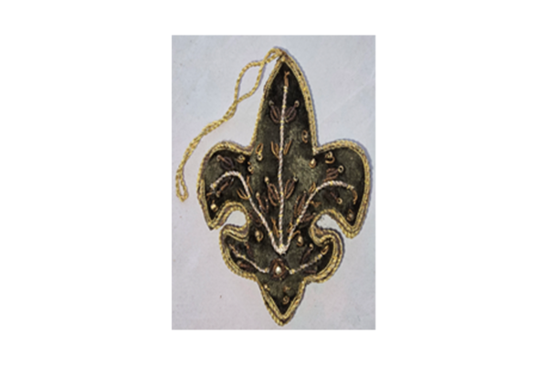Hand Embroidery Fleur-de-lis Beaded Padded with Satin Covering BROWN/BRONZE