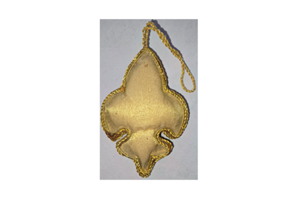 Hand Embroidery Fleur-de-lis Beaded Padded with Satin Covering BEIGE/GOLD