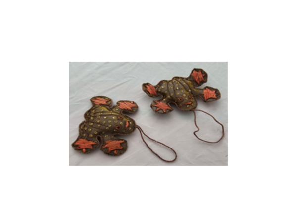 Hand Embroidery Frog Padded with Satin Covering GOLD/COPPER