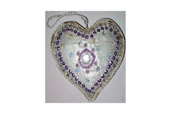 Hand Embroidery Heart Beaded Padded with Satin Covering