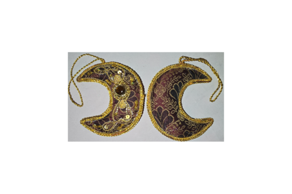 Hand Embroidery Moon Beaded Padded with Satin Covering