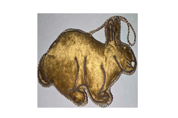 Hand Embroidery Rabbit Padded with Velvet Covering BROWN