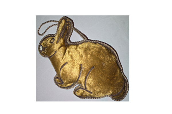 Hand Embroidery Rabbit Padded with Velvet Covering BROWN
