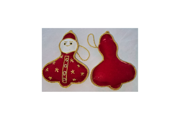 Hand Embroidery Santa Beaded Padded with Velvet Covering RED/GOLD