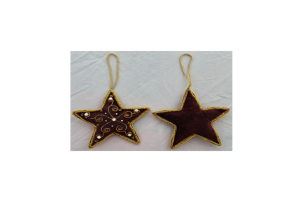 Hand Embroidery Star Beaded Padded with Satin Covering GOLD/BROWN