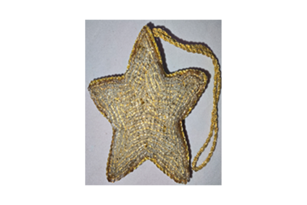 Hand Embroidery Star Beaded Padded with Satin Covering CREAM/GOLD