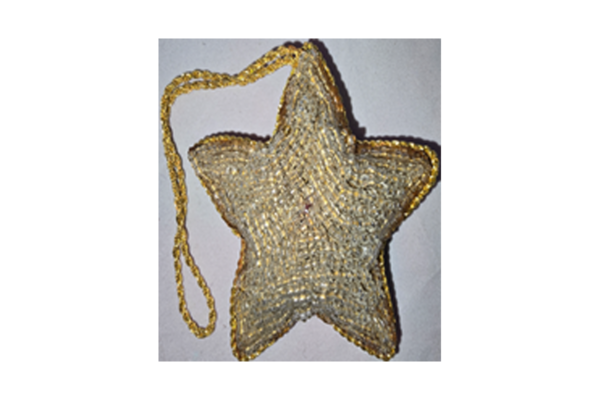 Hand Embroidery Star Beaded Padded with Satin Covering CREAM/GOLD