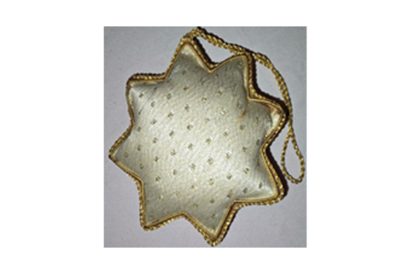 Hand Embroidery Star Beaded Padded with Satin Covering CREAM/GOLD