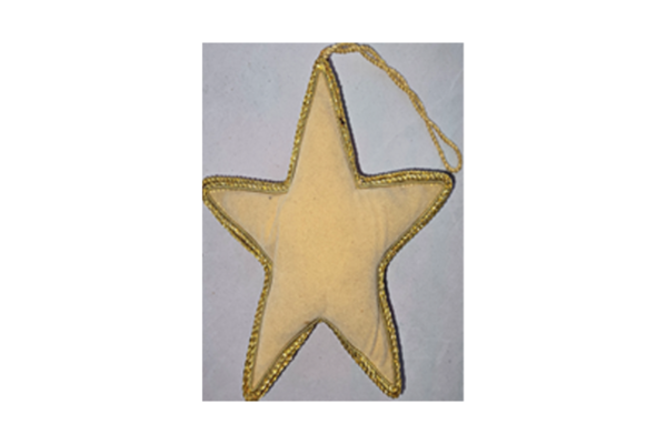 Hand Embroidery Star Beaded Padded with Satin Covering BEIGE/GOLD