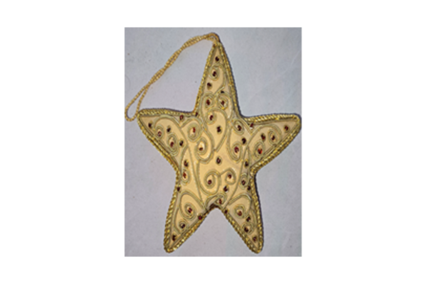 Hand Embroidery Star Beaded Padded with Satin Covering BEIGE/GOLD