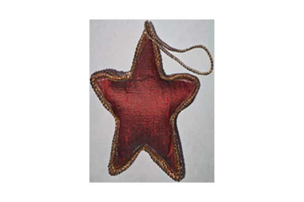 Hand Embroidery Star Beaded Padded with Satin Covering MAROON/BRONZE