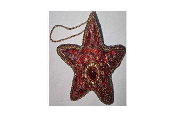 Hand Embroidery Star Beaded Padded with Satin Covering MAROON/BRONZE