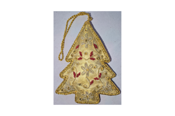 Hand Embroidery XMAS Tree Beaded Padded with Satin Covering GOLD/GOLD