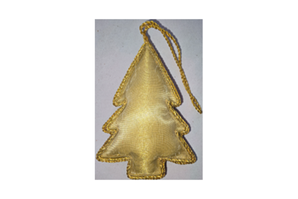 Hand Embroidery XMAS Tree Beaded Padded with Satin Covering GOLD/GOLD