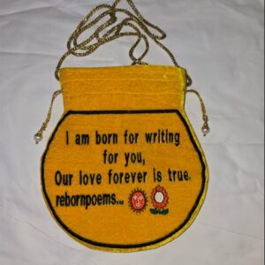 Women Handcrafted Embroidery Cross-Body Velvet Bag/Purse Potli Matka Shape : Yellow