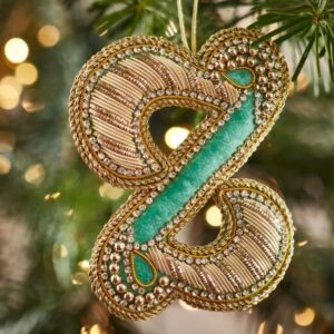 Christmas Decoration - Zari Style Embellished cool green personal alphabet letter Z
