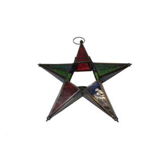 Multi-coloured Star Shape Hanging Open Sides Tealight Holder