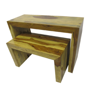 Two Tone Solid Wood Nested Console Table