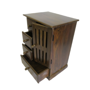 Bedside Cabinet with Shelf, Door & Four Drawers