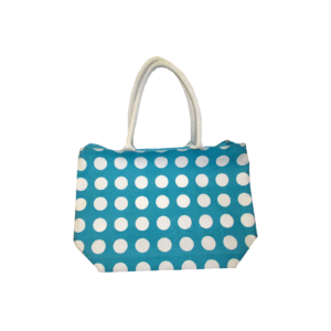 Cotton Shopping Bag - Blue with White Spots