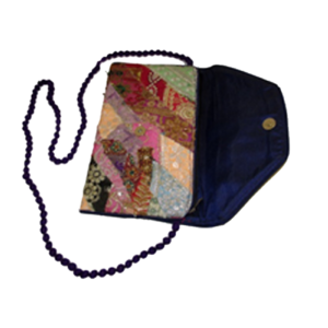 Patchwork Clutch Shoulder/Handbag with Cotton Bead Shoulder Strap