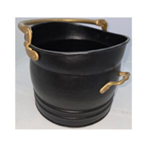 Metal Coal/Storage Bucket with Brass Finish Handles