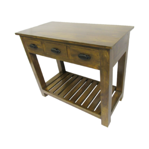 Solid Wood Console Table with Three Drawers & Slatted Shelf