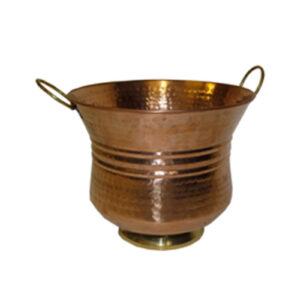 Copper Plant / Storage Vessel with Brass Handles