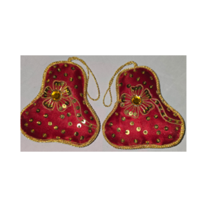 Hand Embroidery Bell Beaded Padded with Satin Covering RED/GOLD