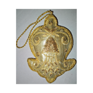 Hand Embroidery Bell Beaded Padded with Satin Covering GOLD/GOLD