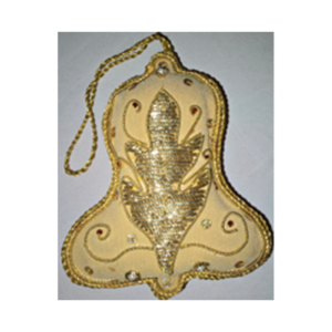 Hand Embroidery Bell Beaded Padded with Satin Covering BEIGE/GOLD