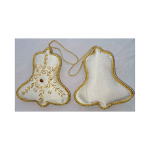 Hand Embroidery Bell Beaded Padded with Satin Covering CREAM/GOLD