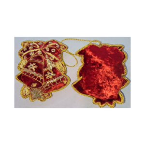 Hand Embroidery Bell Ringing Beaded Padded with Velvet Covering RED/GOLD