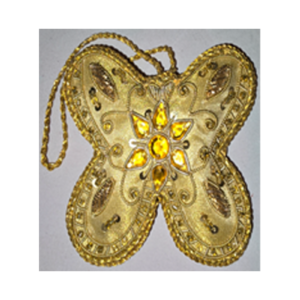 Hand Embroidery Butterfly Beaded Padded with Satin Covering GOLD