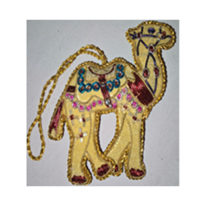 Hand Embroidery Camel Beaded Padded with Satin Covering BEIGE/GOLD
