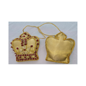 Hand Embroidery Coronation Crown Beaded Padded with Velvet Covering GOLD/GOLD