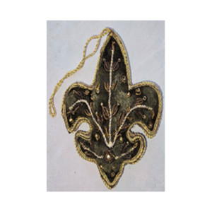 Hand Embroidery Fleur-de-lis Beaded Padded with Satin Covering BROWN/BRONZE