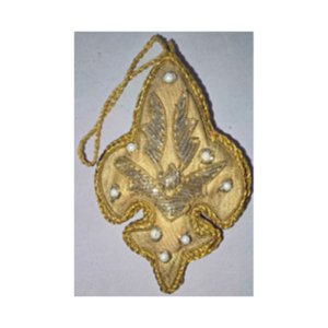 Hand Embroidery Fleur-de-lis Beaded Padded with Satin Covering BEIGE/GOLD