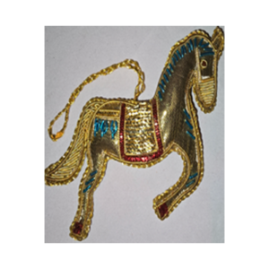 Hand Embroidery Horse Beaded Padded with Satin Covering GOLD/GOLD