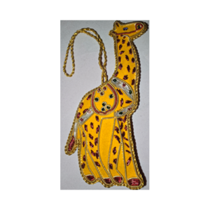 Hand Embroidery Giraffe Beaded Padded with Satin Covering YELLOW/GOLD