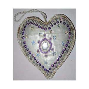 Hand Embroidery Heart Beaded Padded with Satin Covering