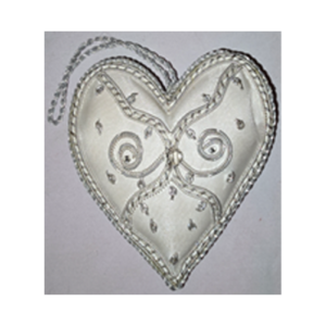 Hand Embroidery Heart Beaded Padded with Satin Covering