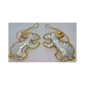 Hand Embroidery Rabbit Beaded Padded with Satin Covering SILVER/GOLD