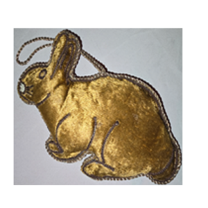 Hand Embroidery Rabbit Padded with Velvet Covering BROWN