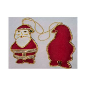 Hand Embroidery Santa Beaded Padded with Velvet Covering RED/GOLD