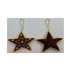 Hand Embroidery Star Beaded Padded with Satin Covering GOLD/BROWN