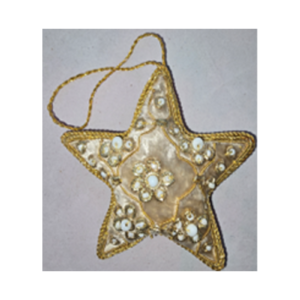 Hand Embroidery Star Beaded Padded with Satin Covering CREAM/GOLD